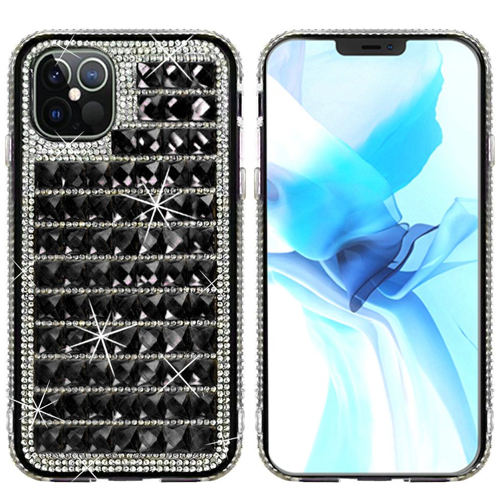 For Apple iPhone 13 /Pro Max Mini Fashion Luxury 3D Bling Diamonds Rhinestone Jeweled Shiny Crystal Glitter Hybrid TPU Bumper Hard  Phone Case Cover
