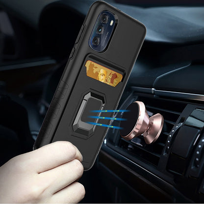 For Motorola Moto G 5G 2022 Wallet Case with Credit Card Slot Holder & Magnetic Stand Kickstand Ring Heavy Duty Hybrid  Phone Case Cover