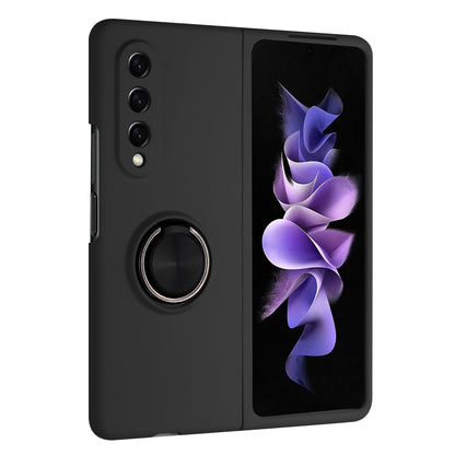 For Samsung Galaxy Z Fold 3 5G Hybrid 360 Degree Rotatable Metal Invisible Ring Stand Holder Fit Magnetic Car Mount Shockproof Slim  Phone Case Cover