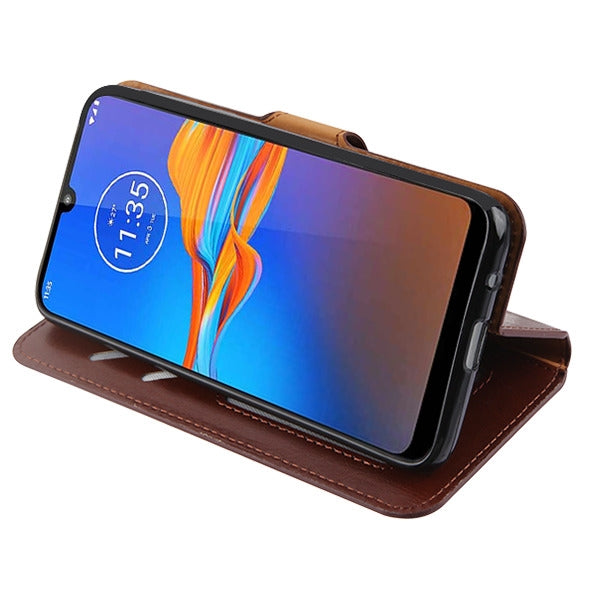 For Motorola Moto E6 Plus PU Leather Wallet with Credit Card Holder Storage Folio Flip Pouch Stand  Phone Case Cover