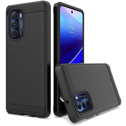 For Motorola Moto G Stylus 5G 2022 Hybrid Rugged Brushed Metallic Design [TPU + Hard PC] Dual Layer Shockproof Armor  Phone Case Cover