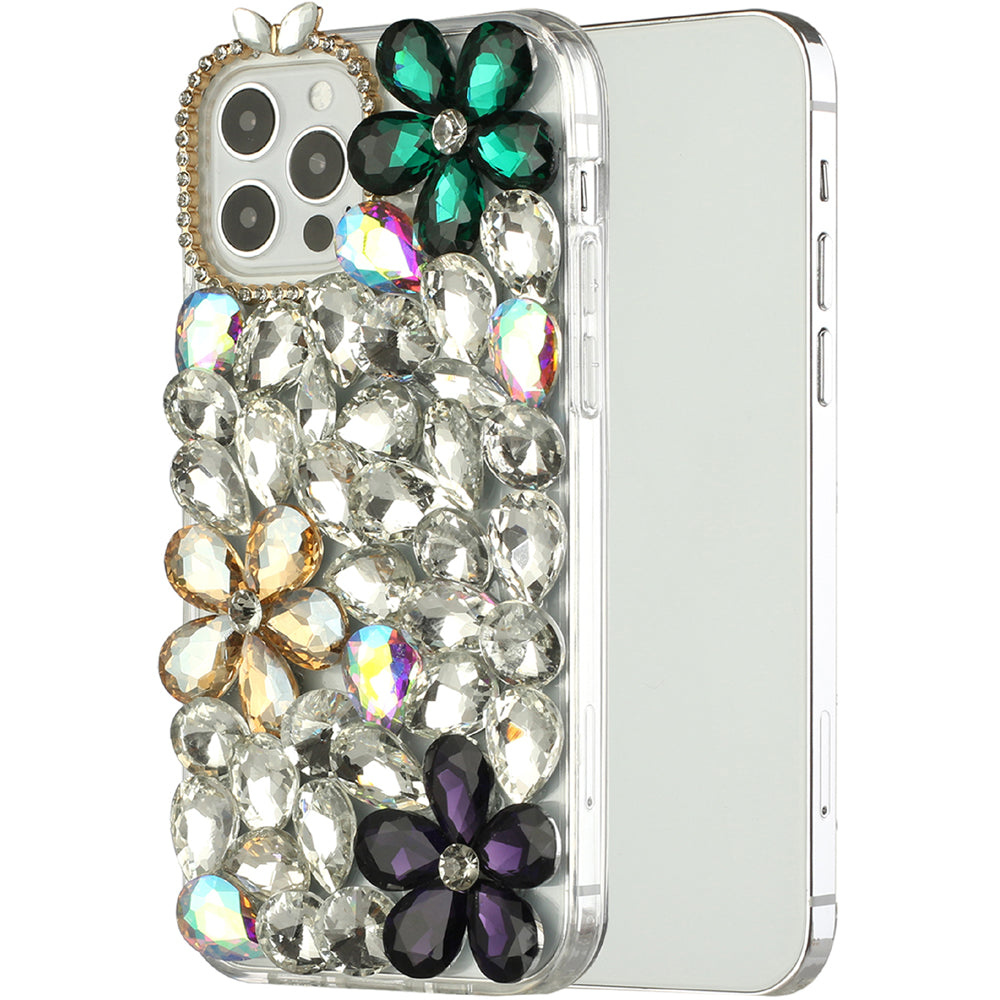 For Apple iPhone 13 (6.1") Bling Clear Crystal 3D Full Diamonds Luxury Sparkle Rhinestone Hybrid Protective  Phone Case Cover