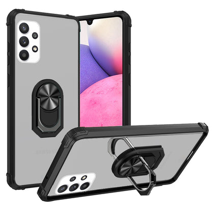 For Samsung Galaxy A33 5G Clear Silicone Shockproof Hybrid Protection Cover Transparent TPU with Magnetic Ring Kickstand  Phone Case Cover