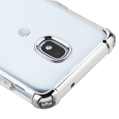 For Samsung Galaxy J3 (2018)/ Galaxy J3 Star/ Galaxy J3 Slim Hybrid Transparent Rubber Gummy Hard PC Silicone Electroplating Clear / Silver Phone Case Cover