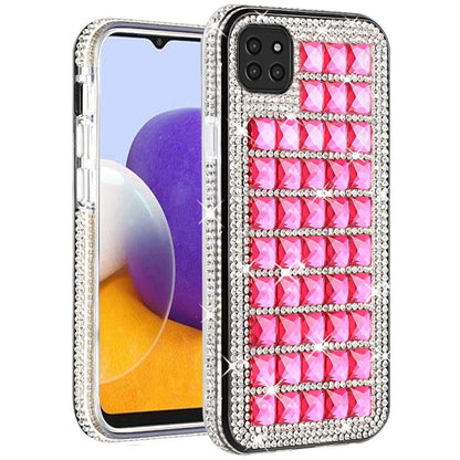 For Boost Mobile Celero 5G Fashion Luxury 3D Bling Diamonds Rhinestone Jeweled Shiny Crystal Hybrid TPU + PC Bumper Hard Black Phone Case Cover