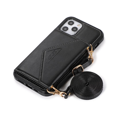 For Apple iPhone 13 Pro Max (6.7") Wallet Case Credit Card ID Holder Lanyard Detachable Neck Strap Flip Slim PU Leather  Phone Case Cover
