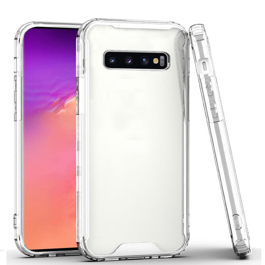 For Samsung Galaxy S10 Colored Shockproof Transparent Hard PC + Rubber TPU Hybrid Bumper Shell Thin Slim Protective Clear Phone Case Cover