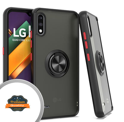 For Boost Mobile Celero 5G Finger Ring Stand Holder Kickstand Hybrid Frosted Matte TPU Hard PC Frame Shock-Absorption  Phone Case Cover