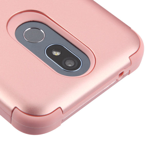 For LG K40 /Harmony 3 Hybrid Three Layer Hard PC Shockproof Heavy Duty TPU Rubber Anti-Drop Rose Gold Phone Case Cover