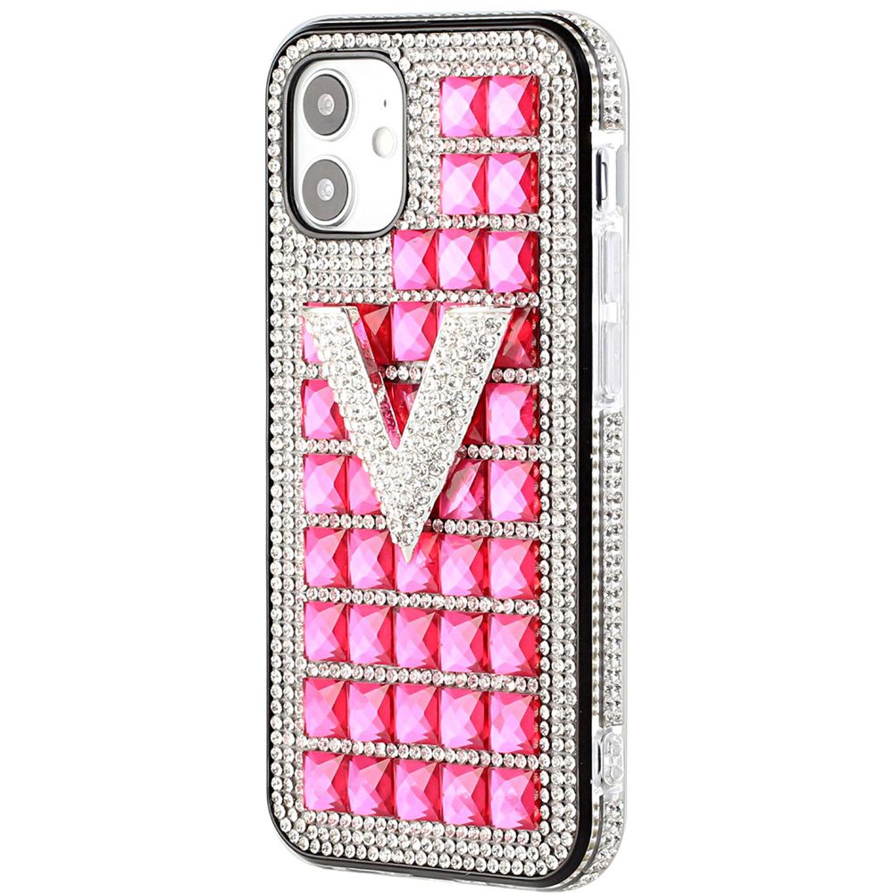 For Apple iPhone XR Fashion Luxury 3D Bling Diamonds Rhinestone Jeweled Ornament Shiny Crystal Hybrid Hard  Phone Case Cover