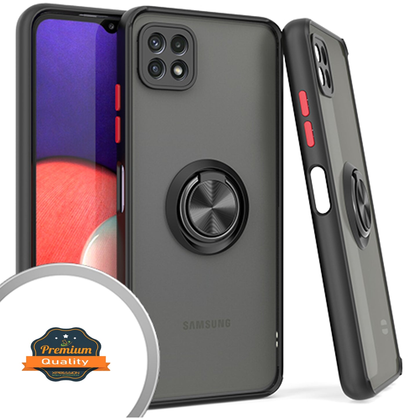 For Boost Mobile Celero 5G Finger Ring Stand Holder Kickstand Hybrid Frosted Matte TPU Hard PC Frame Shock-Absorption  Phone Case Cover