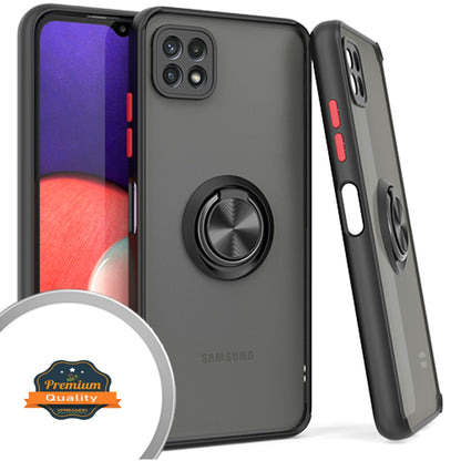 For Boost Mobile Celero 5G Finger Ring Stand Holder Kickstand Hybrid Frosted Matte TPU Hard PC Frame Shock-Absorption  Phone Case Cover