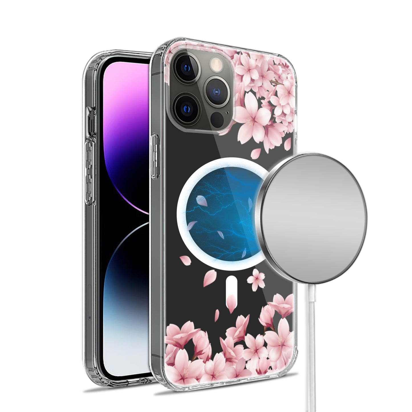 For Apple iPhone 13 /6.1" Hybrid Flower Design Stylish Fashion Thick Cases MagSafe Compatible Hard PC Shockproof  Phone Case Cover
