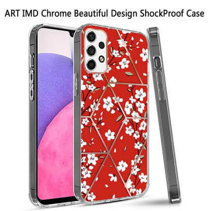 For Samsung Galaxy A33 5G Fashion Art Floral IMD Design Beautiful Flower Pattern Hybrid Protective Hard Rubber TPU Slim  Phone Case Cover