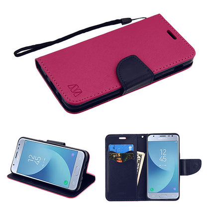 For Samsung Galaxy J3 (2018)/ Galaxy J3 Star/ Galaxy J3 PU Leather Wallet with Credit Card Holder Storage Folio Flip Pouch Stand Pink/ Blue Phone Case Cover