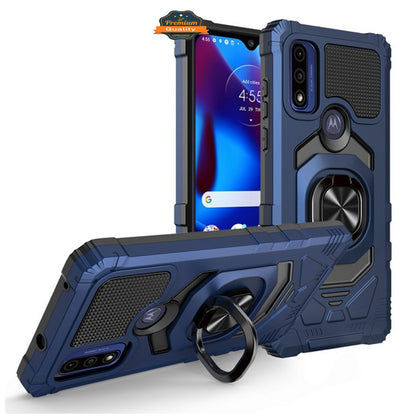 For Motorola Moto G Power 2022 Hybrid Magnetic Car Mount Ring Kickstand Stand Holder Full-Body Armor Protective [Military Grade]  Phone Case Cover