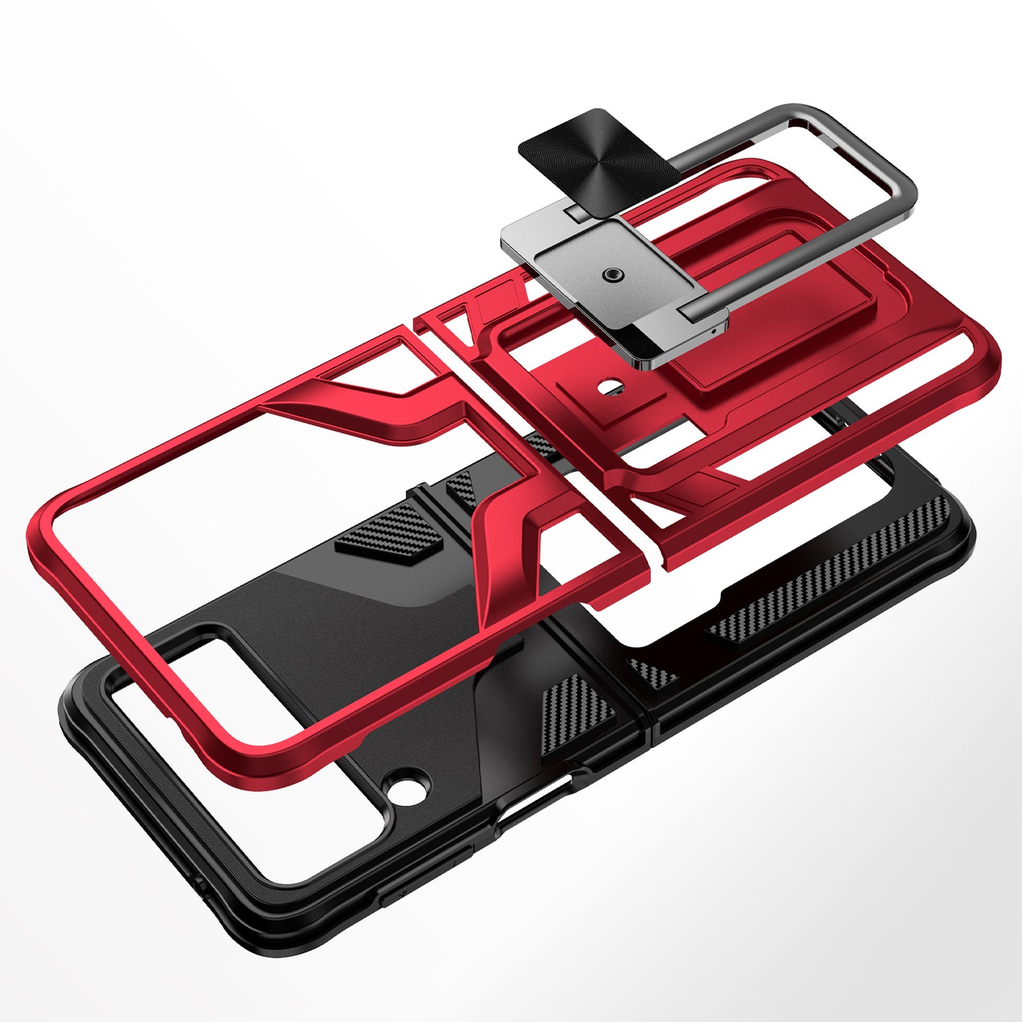 For Samsung Galaxy Z Flip 4 5G Shockproof [Military-Grade] with Metal Magnetic Kickstand, Hybrid Rugged TPU Heavy Duty  Phone Case Cover