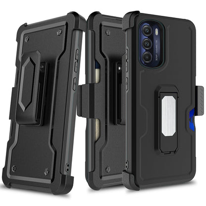 For Motorola Moto G Stylus 5G 2022 Armor Belt Clip with Credit Card Holder, Holster, Kickstand Protective Heavy Duty Hybrid  Phone Case Cover