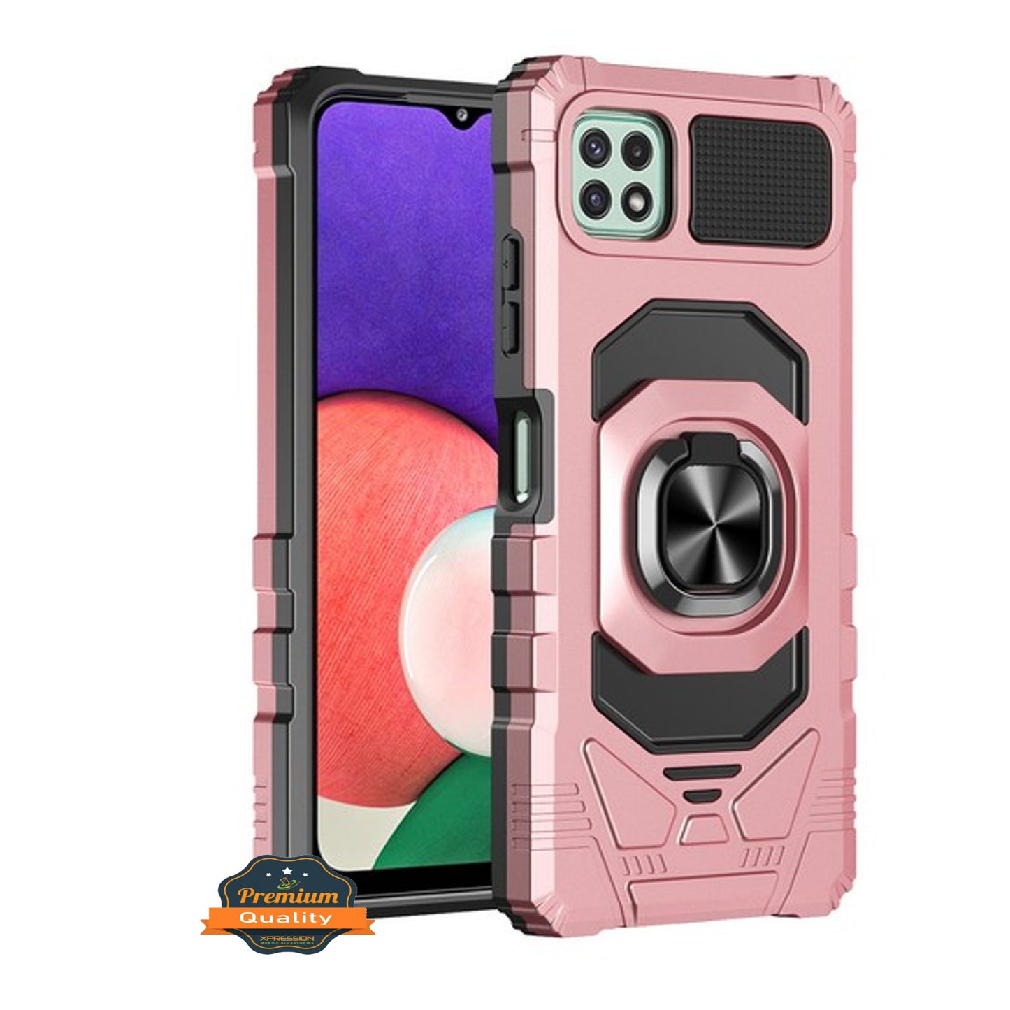 For Boost Mobile Celero 5G Hybrid Magnetic Car Mount Ring Kickstand Stand Holder Full-Body Armor Protective [Military Grade]  Phone Case Cover