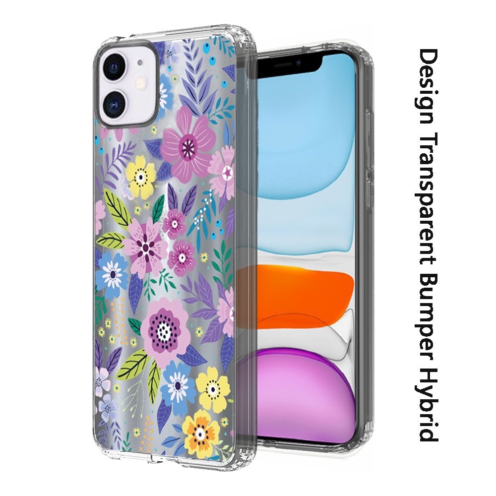 For Apple iPhone 13 Mini (5.4") Fashion Hybrid Design Image Transparent Rubber TPU Protector Thin Shell Back PC Armor  Phone Case Cover