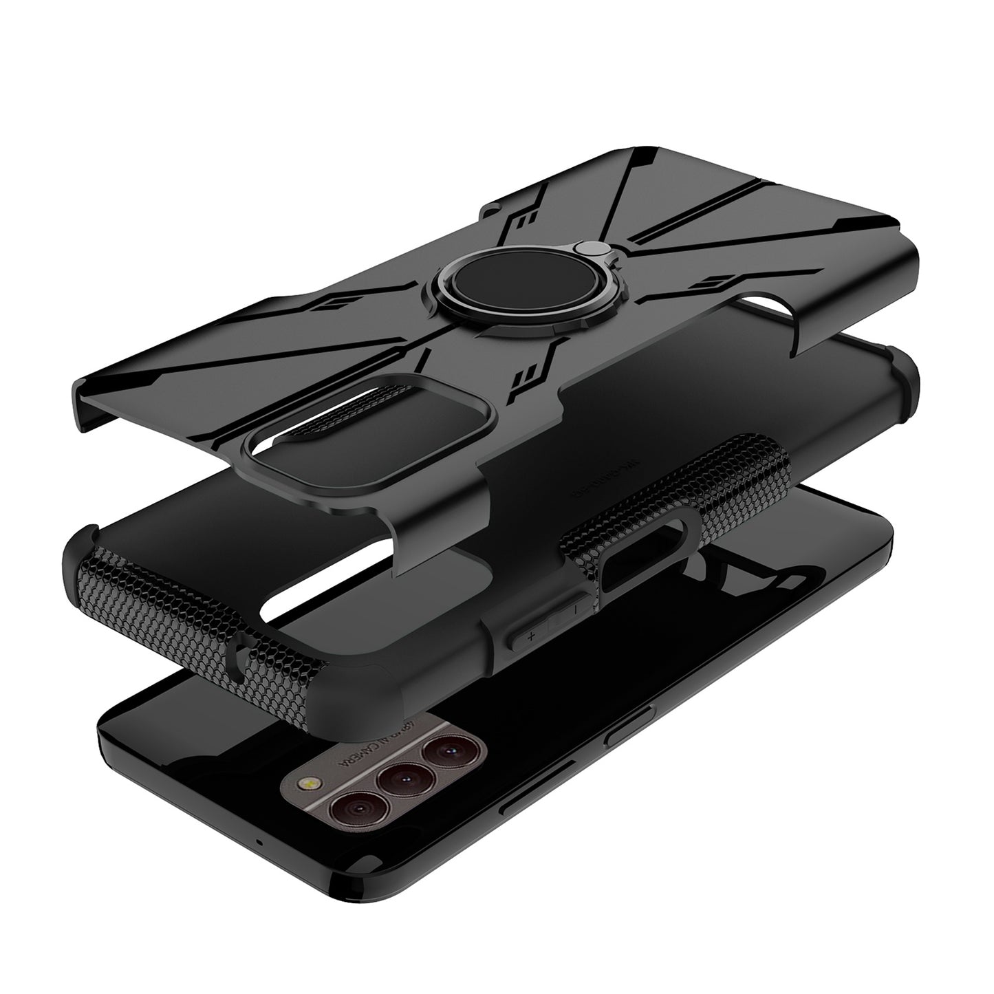 For Nokia G100 4G Hybrid 2in1 Rugged Hard TPU Shock-Absorbing with Magnetic Rotatable Ring Kickstand  Phone Case Cover