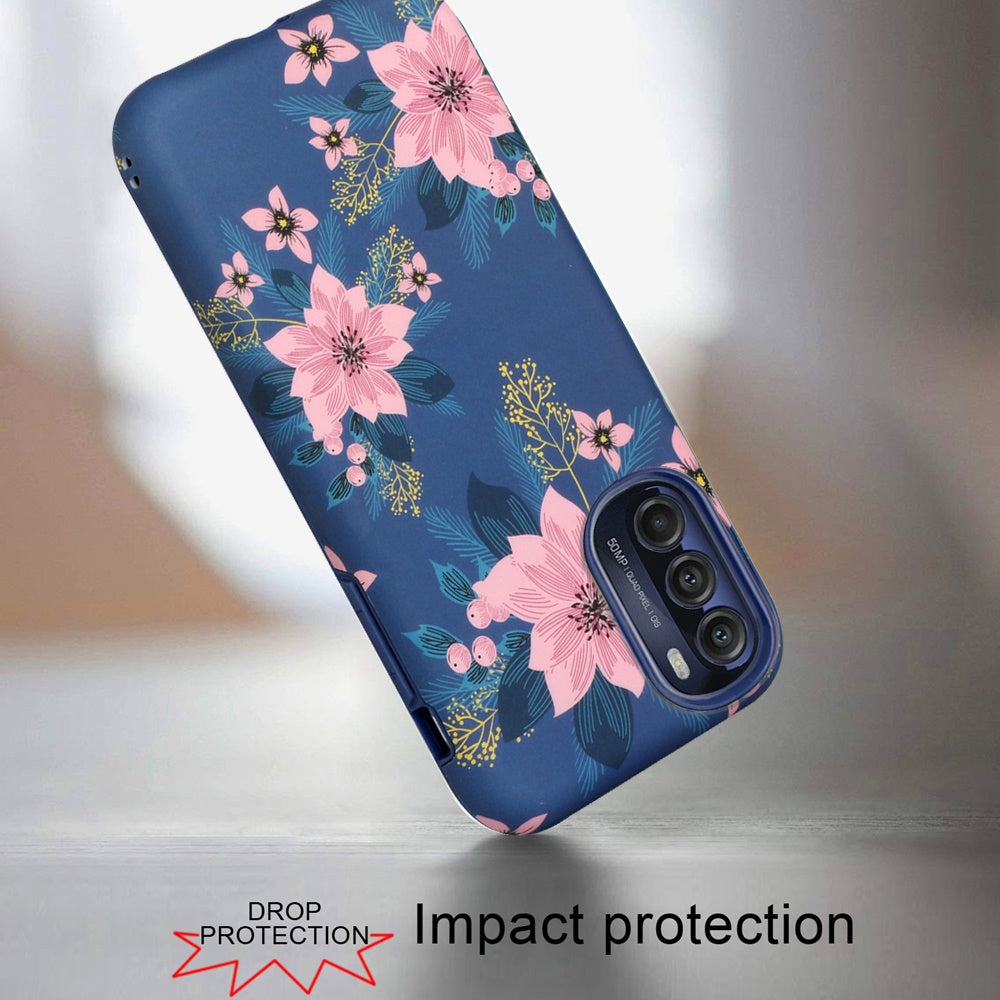 For Apple iPhone 13 Pro Max (6.7") Bliss Floral Stylish Design Hybrid Rubber TPU Hard Shockproof Armor Slim  Phone Case Cover