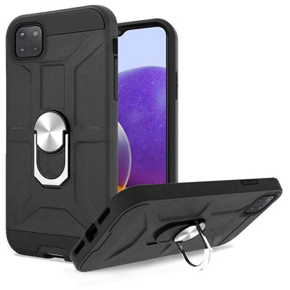 For Boost Mobile Celero 5G Cases with Stand Kickstand Ring Holder [360° Rotating] Armor Dual Layer Work with Magnetic Car Mount PC+TPU Hard Black Phone Case Cover