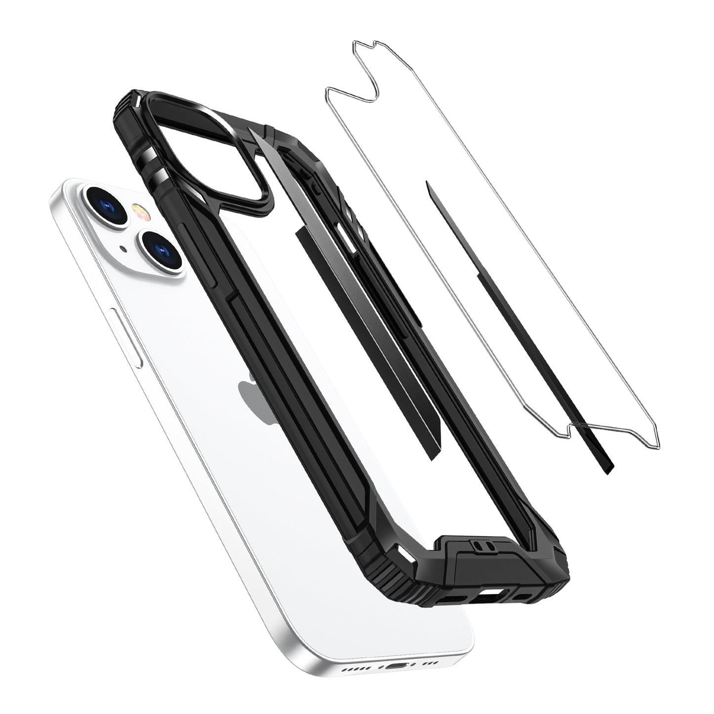 For Apple iPhone 11 (6.1") Metal Frame Transparent Hybrid Rubber TPU + Hard PC Color Bumper Frame Shockproof  Phone Case Cover