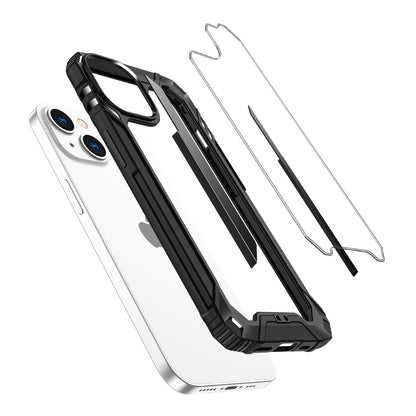 For Apple iPhone 11 (6.1") Metal Frame Transparent Hybrid Rubber TPU + Hard PC Color Bumper Frame Shockproof  Phone Case Cover