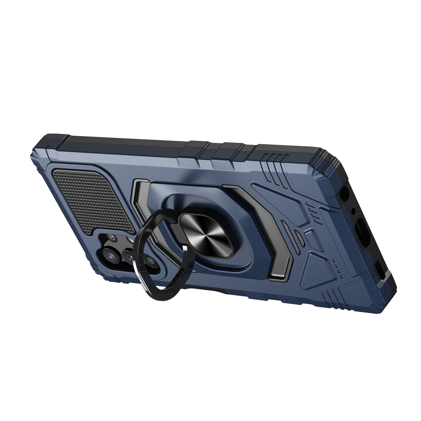 For Cricket Dream 5G Hybrid Dual Layer with Rotate Magnetic Ring Stand Holder Kickstand, Rugged Shockproof Anti-Scratch Blue Phone Case Cover