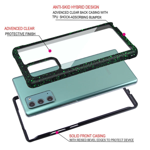 For Samsung Galaxy Note 20 (6.4") Clear Rugged Hybrid Full Body Protective Shockproof Hard Back Dual Layer Bumper Clear Black Phone Case Cover