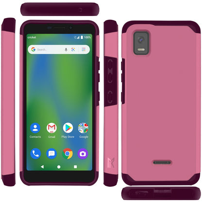 For Cricket Debut Smart Slim Shock Absorption 2in1 Tough Hybrid Dual Layer Hard PC TPU Rubber Frame Armor Defender  Phone Case Cover