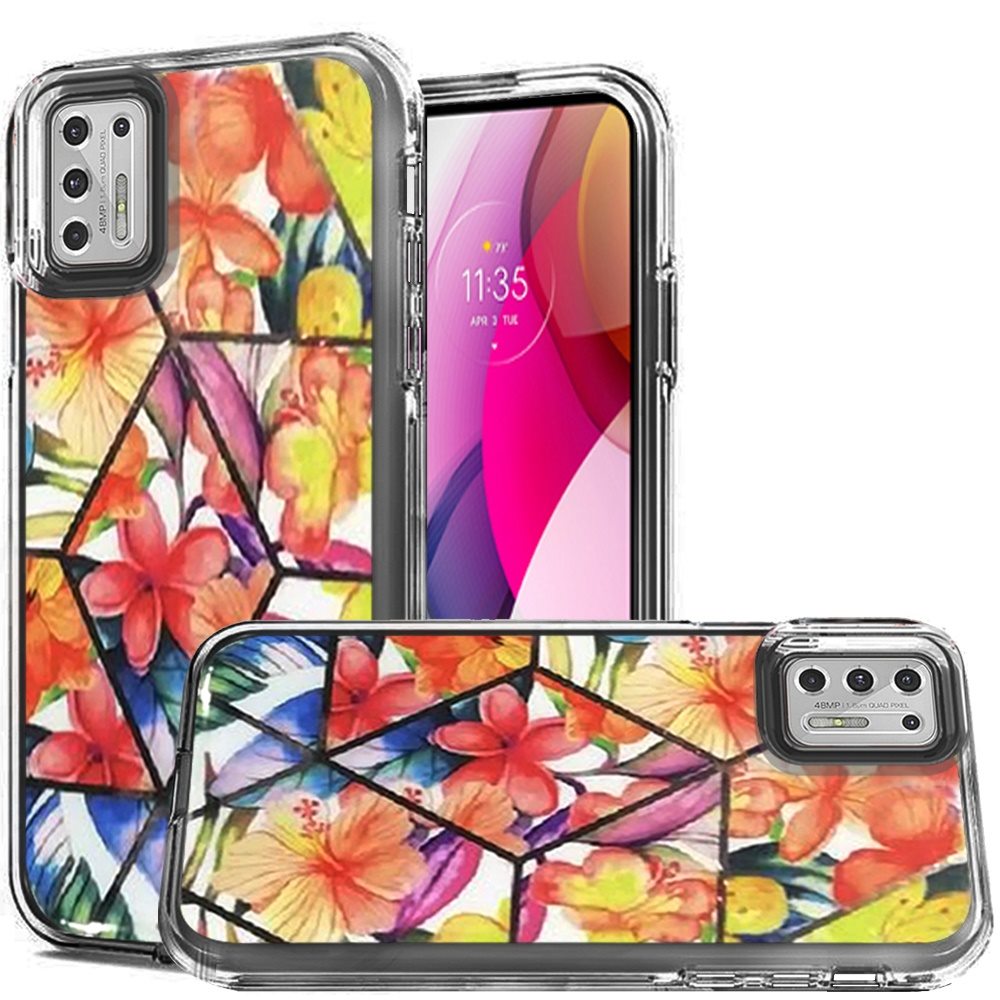 For Motorola Moto G Pure Electroplated Design Pattern Hybrid Luxury Fashion Hard PC TPU Bumper Hybrid Shook-Proof Armor  Phone Case Cover