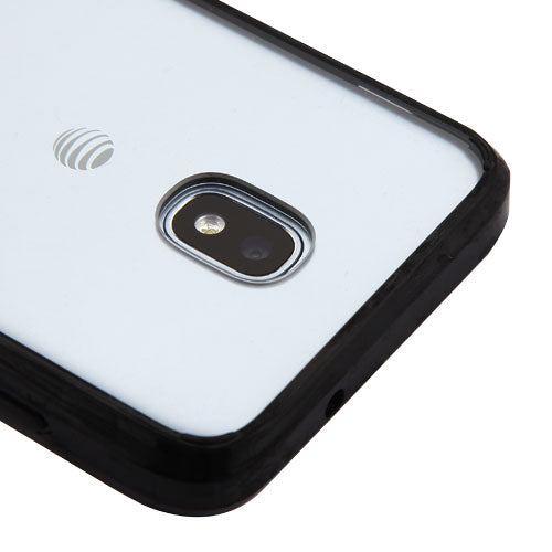 For Samsung Galaxy J3 (2018)/ Galaxy J3 Star/ Galaxy J3 Achieve Slim Fit Hybrid Transparent Rubber Gummy Hard PC Silicone Clear Black Phone Case Cover