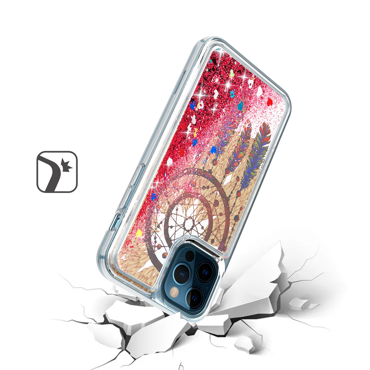 For Apple iPhone 13 (6.1") Quicksand Design Liquid Glitter Bling Hybrid Floating Flowing Sparkle Colorful TPU Protective  Phone Case Cover
