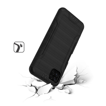 For Samsung Galaxy A22 5G Hybrid Dual Layer Slim Defender Armor Tuff Metallic Brush Texture Finishing Shockproof Hard TPU Rubber  Phone Case Cover