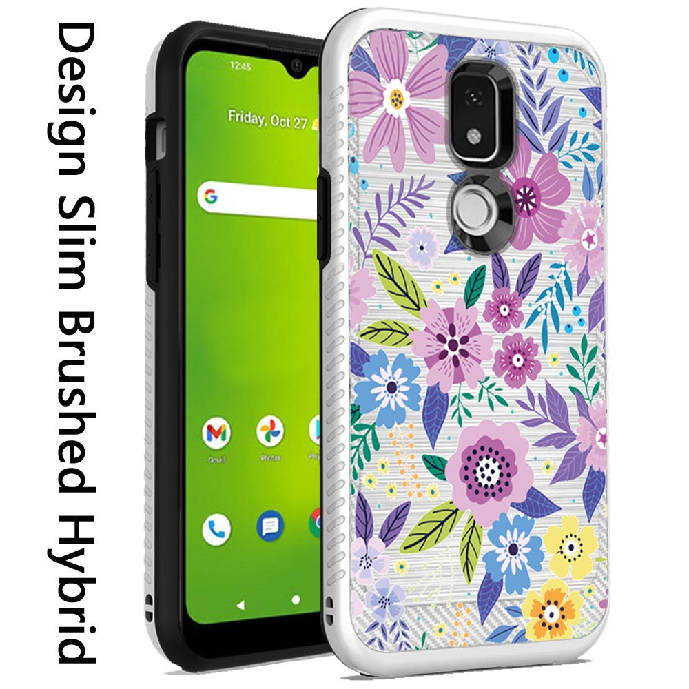 For Cricket Icon 3 (2021) Cute Design Printed Pattern Fashion Brushed Texture Shockproof Dual Layer Hybrid Slim Protective Had PC + TPU Rubber  Phone Case Cover
