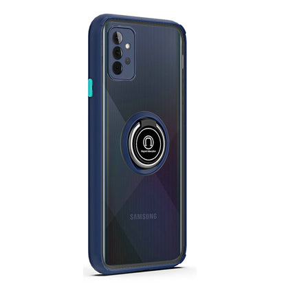 For Samsung Galaxy Note 8 Hybrid Protective PC TPU Shockproof with 360° Rotation Ring Magnetic Stand & Covered Camera Blue Phone Case Cover