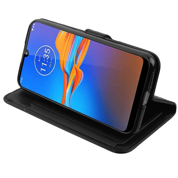 For Motorola Moto E6 Plus PU Leather Wallet with Credit Card Holder Storage Folio Flip Pouch Stand  Phone Case Cover