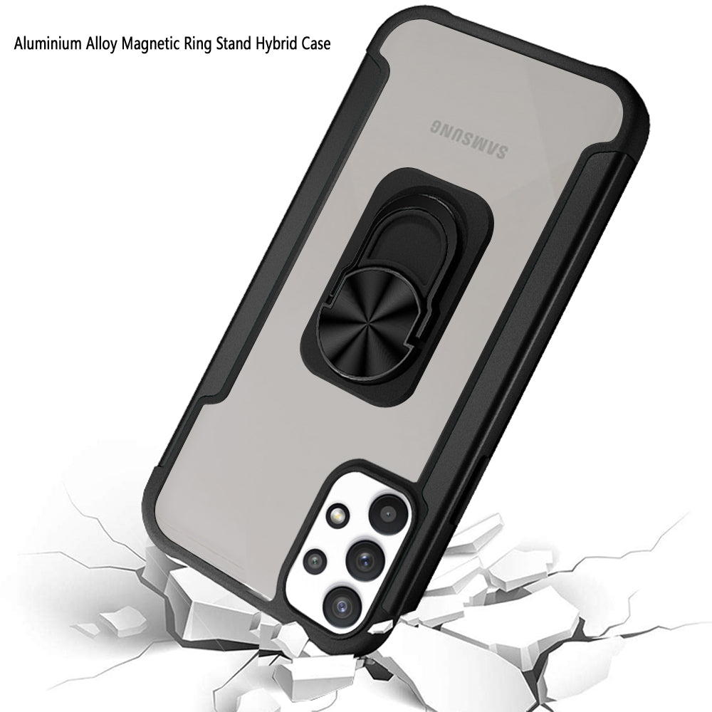 For Samsung Galaxy A73 5G Clear Military Grade Hybrid Protective with Ring Holder Kickstand [Magnetic Car Mount Feature]  Phone Case Cover