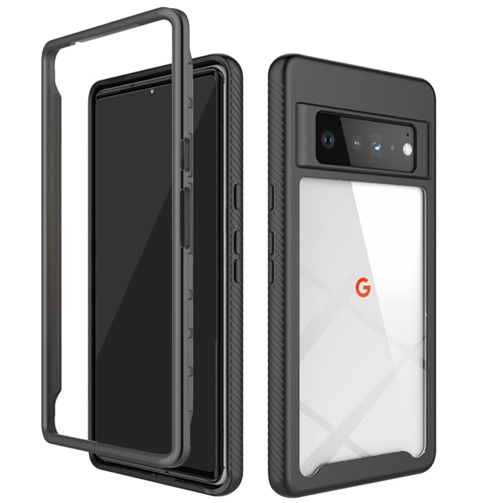For Google Pixel 6 Pro Clear Dual Layer Tuff Rugged Bumper Frame Heavy Duty Hybrid Shockproof Rubber TPU Full Body Defender  Phone Case Cover