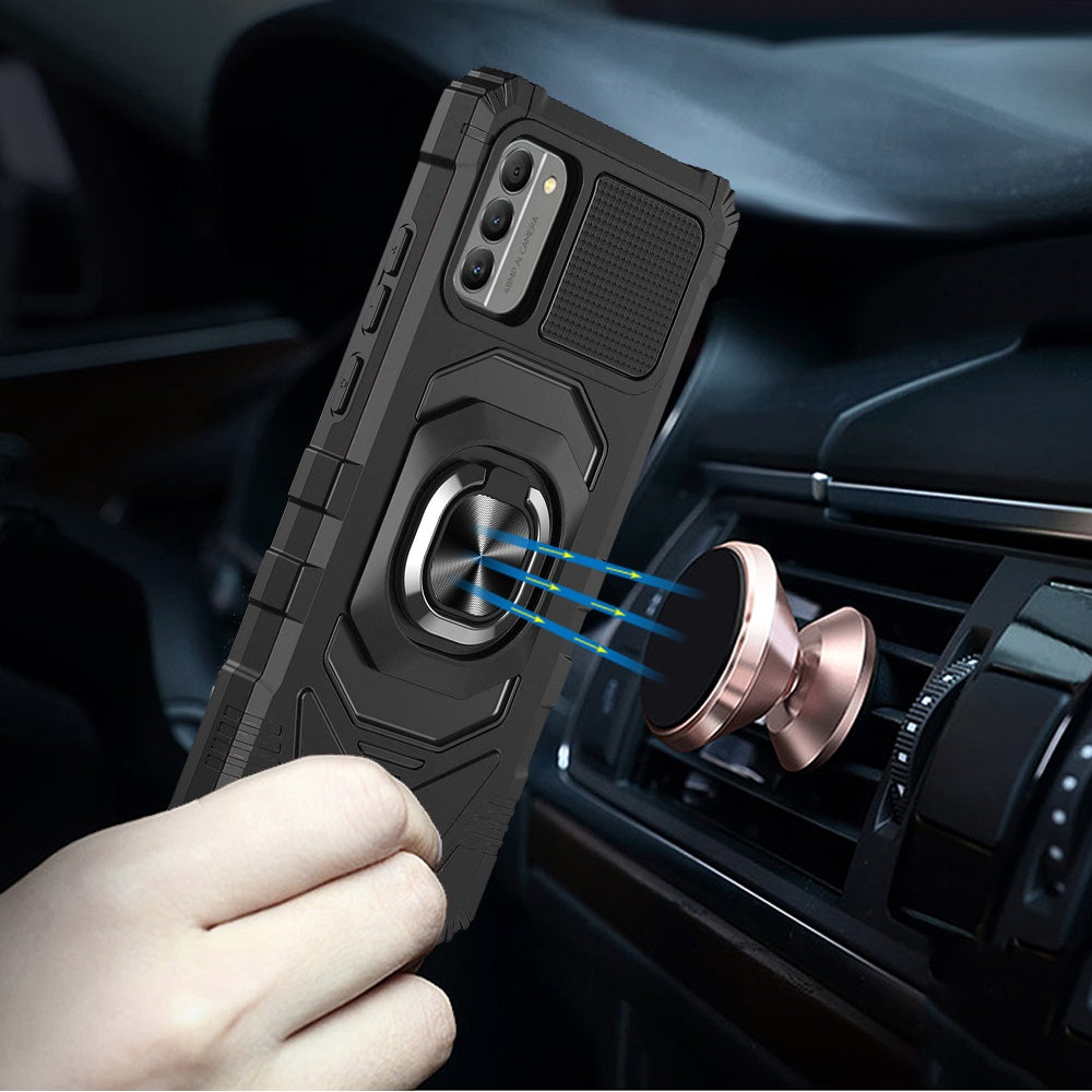For Nokia G400 5G Tough Hybrid 2in1 Dual Layer with Rotate Magnetic Ring Stand Holder Kickstand, Rugged Shockproof  Phone Case Cover