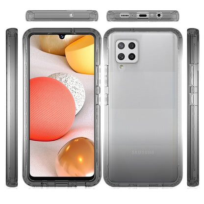 For Samsung Galaxy A42 5G Dual Layer Hybrid Clear Gradient Two Tone Transparent Shockproof Rubber TPU + Hard Protective Frame  Phone Case Cover
