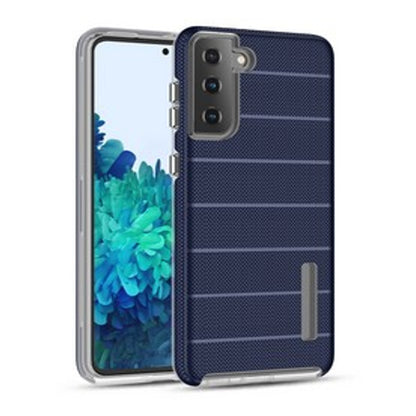 For Apple iPhone 11 (6.1") Texture Brushed Line Shockproof Rugged Shield Non-Slip Hybrid Dual Layers Soft TPU + Hard PC Back Navy Blue Phone Case Cover