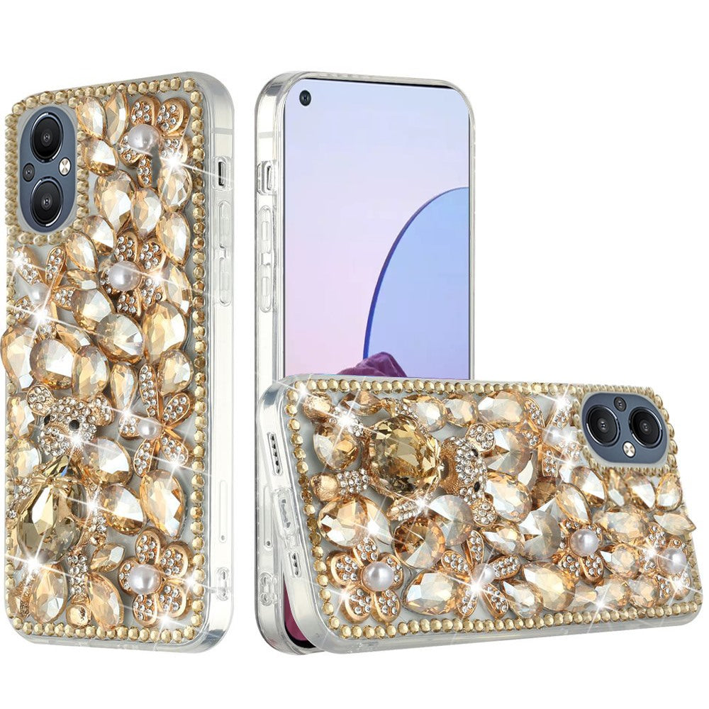 For OnePlus Nord N20 5G Bling Clear Crystal 3D Full Diamonds Luxury Sparkle Transparent Rhinestone Hybrid Protective  Phone Case Cover