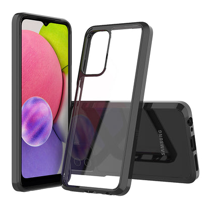 For Samsung Galaxy A03S Hybrid Transparent Clear Acrylic Back Hard PC & Soft TPU Full Protective Bumper Extra Shock-Absorb  Phone Case Cover