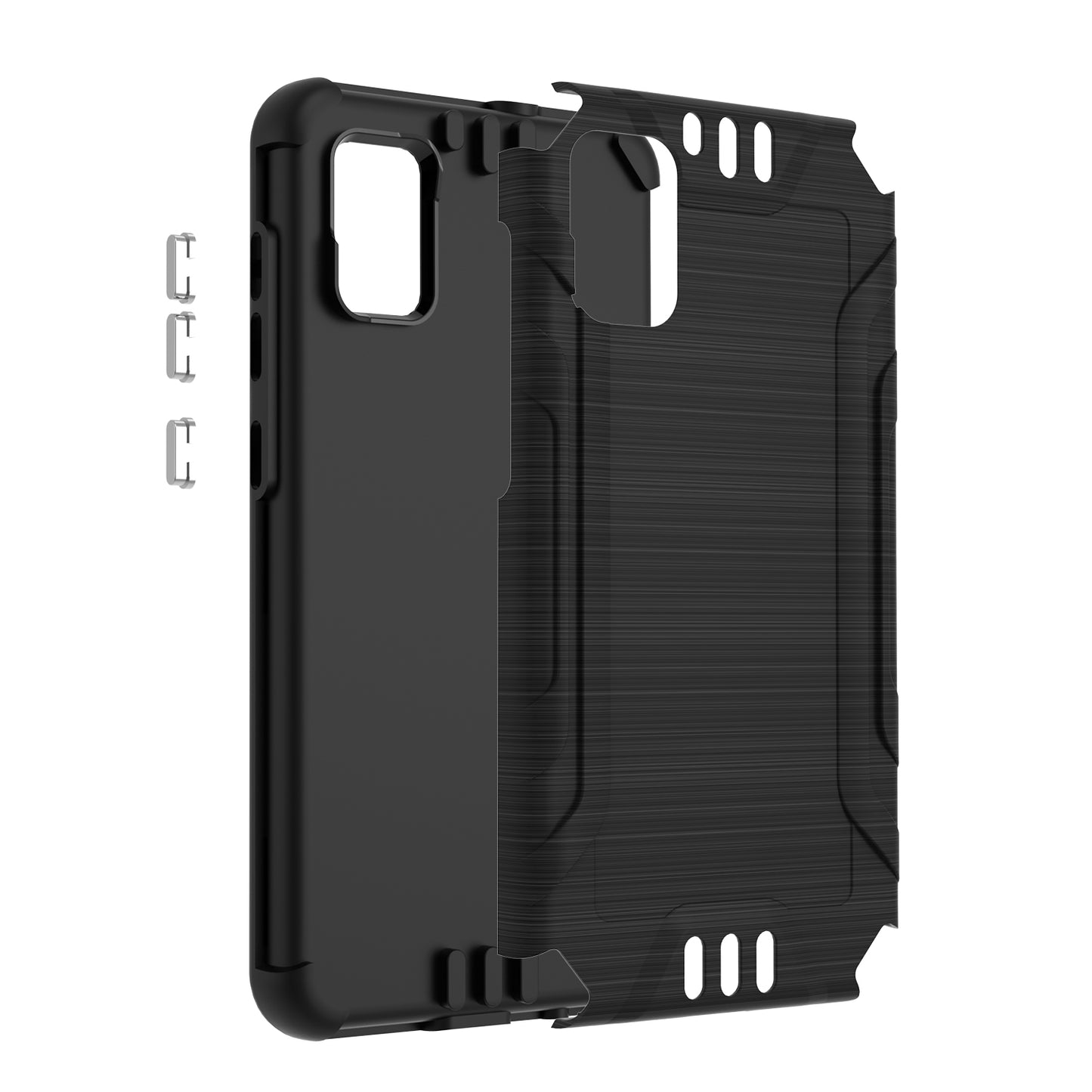 For ZTE Z589, Z5158 Hybrid Dual Layer Slim Defender Armor Tuff Metallic Brush Texture Finishing Shockproof Hard PC + Soft TPU Rubber  Phone Case Cover