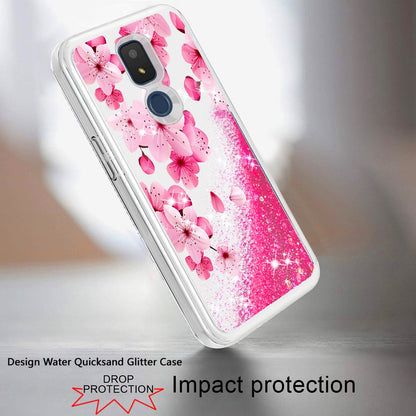 For Cricket Icon 3 Floral Design Quicksand Water Flowing Liquid Floating Sparkle Colorful Glitter Bling Flower Fashion TPU Hybrid Hard  Phone Case Cover