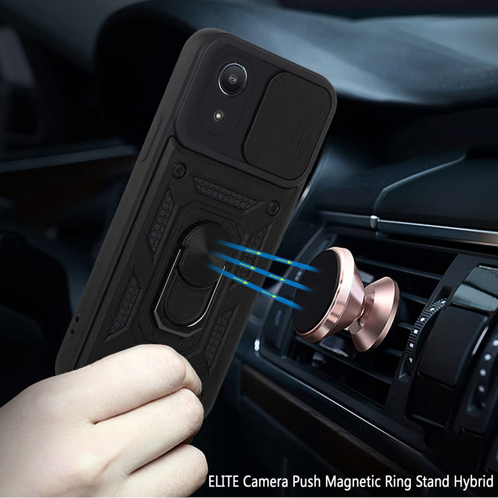 For Samsung A03 Core Hybrid Cases with Slide Camera Lens Cover and Ring Holder Kickstand Rugged Dual Layer Heavy Duty  Phone Case Cover
