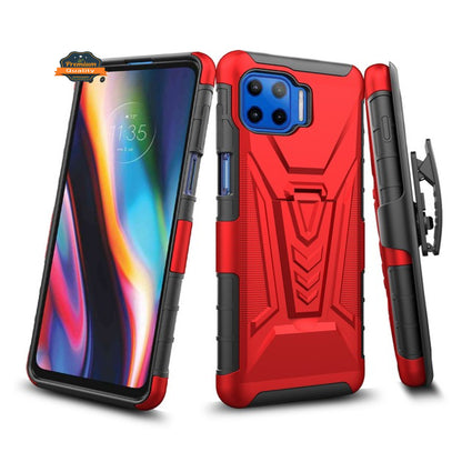 For Motorola Moto One 5G, Moto G 5G Plus Hybrid Kickstand with Swivel Belt Clip Holster Heavy Duty 3 in 1 Shockproof Rugged  Phone Case Cover